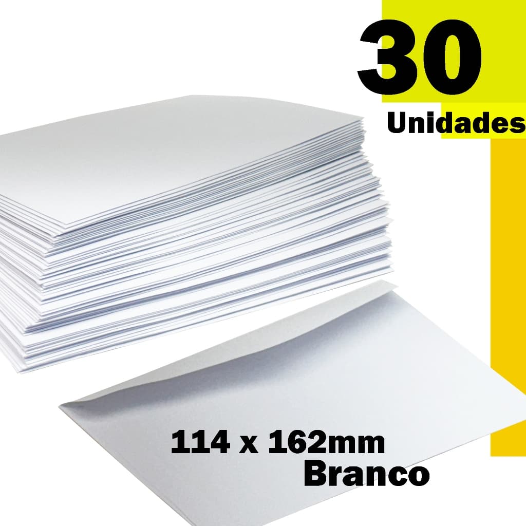 30 ENVELOPE COMERCIAL BRANCO TRADICIONAL, LISA 114X162MM