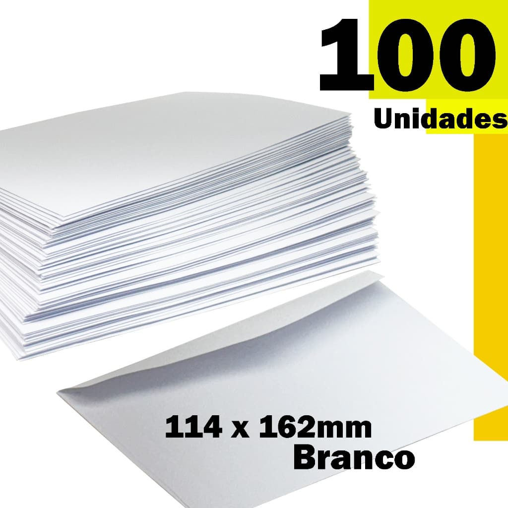 100 ENVELOPE COMERCIAL BRANCO, LISA, CARTAS, TRADICIOANAL