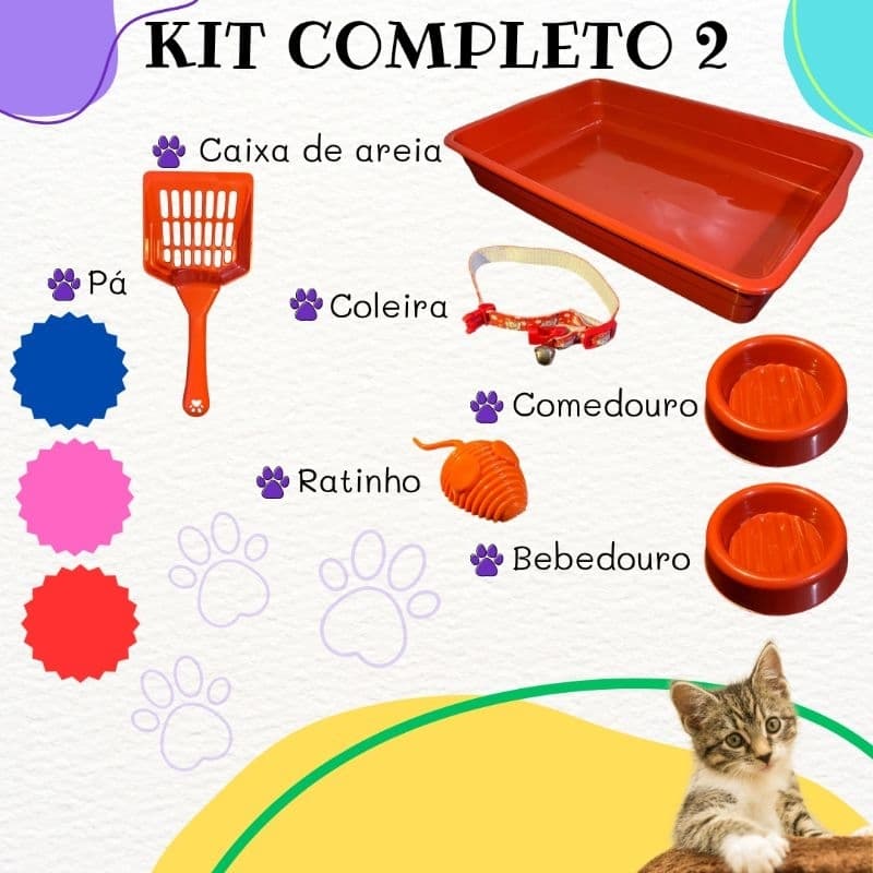 Kit Caixa De Areia Para Gatos Higiênico Brinquedo Itens Para Gato