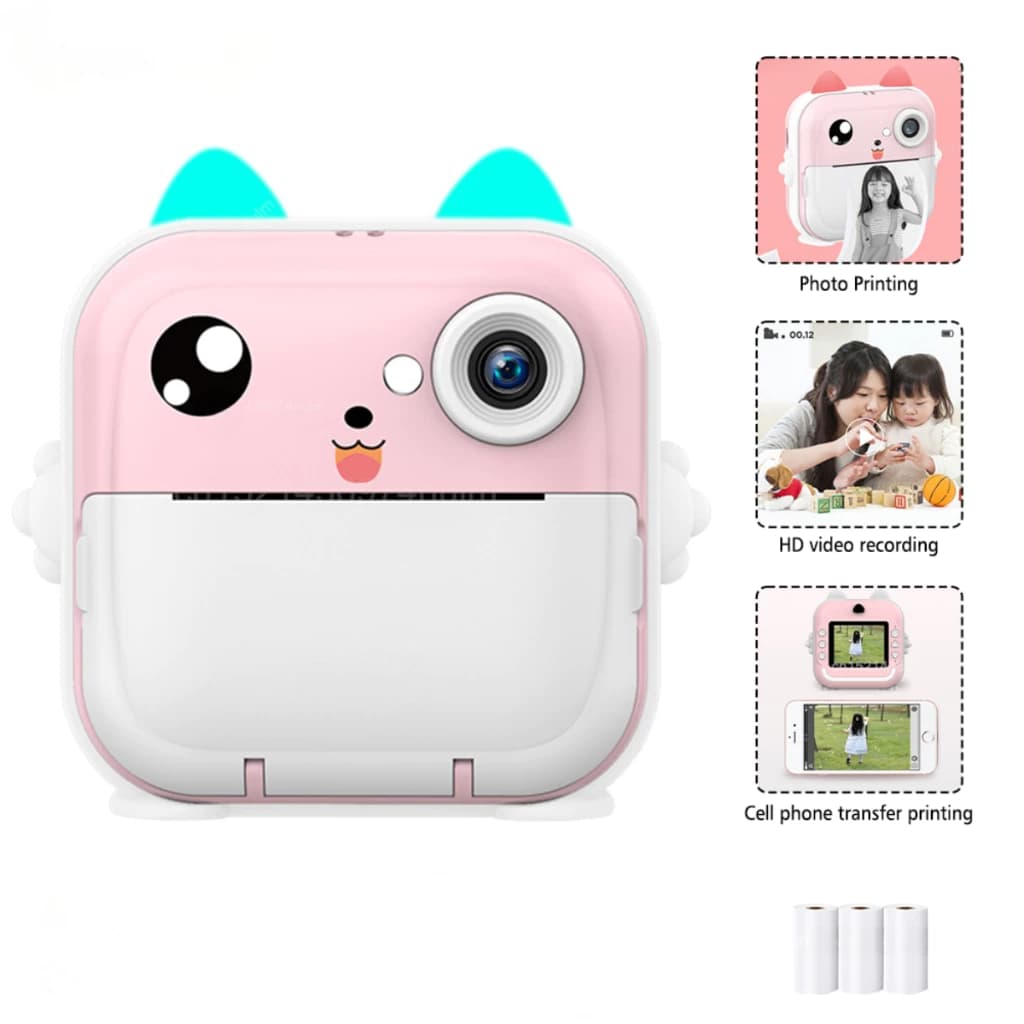 Câmera De Impressão Instantânea Para Crianças Vídeo Fotografia Digital Fotográfica Toy Mini Impressora Térmica Boy Girls