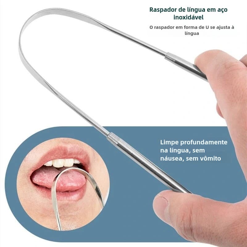 2 Peças Limpador Raspador De Língua Em Aço Inox Curvado Boca Limpa Raspador De Língua