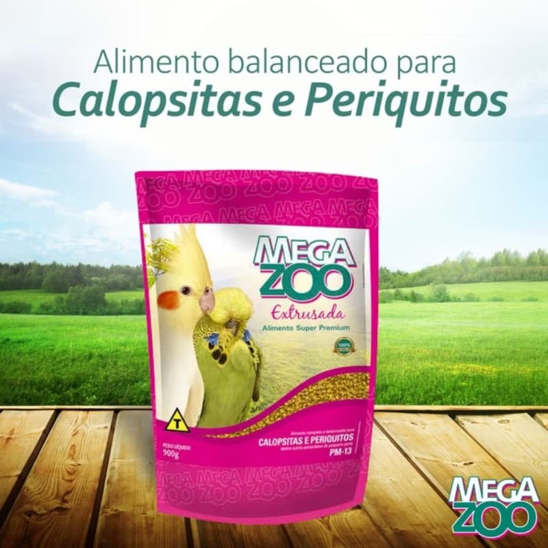 MEGAZOO EXTRUZADA CALOPSITAS E PERIQUIT PM13 900G