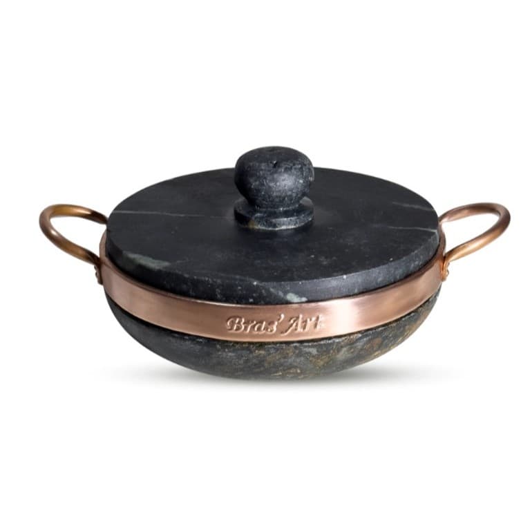 Frigideira De Pedra Sabão Com Tampa Pequena