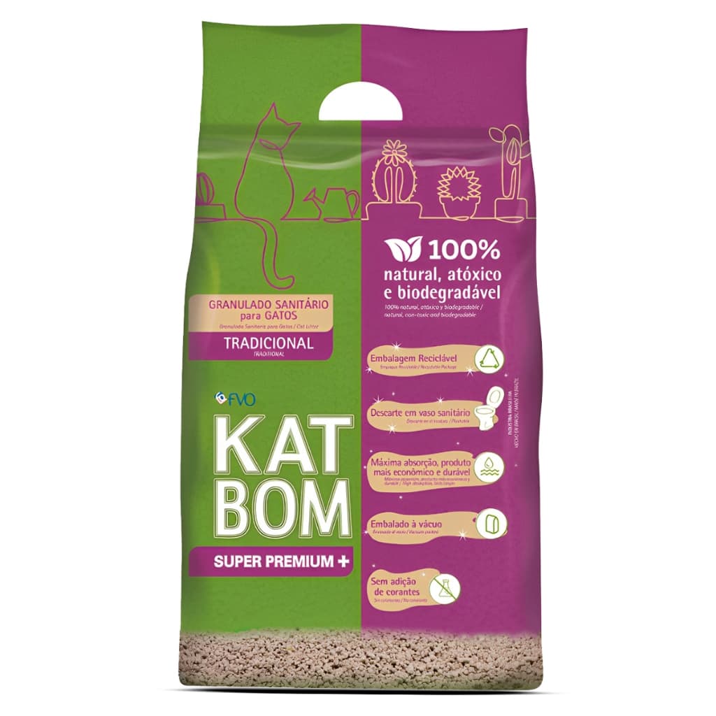 Areia Higiênica Katbom Para Gatos Granulado Tradicional 3kg
