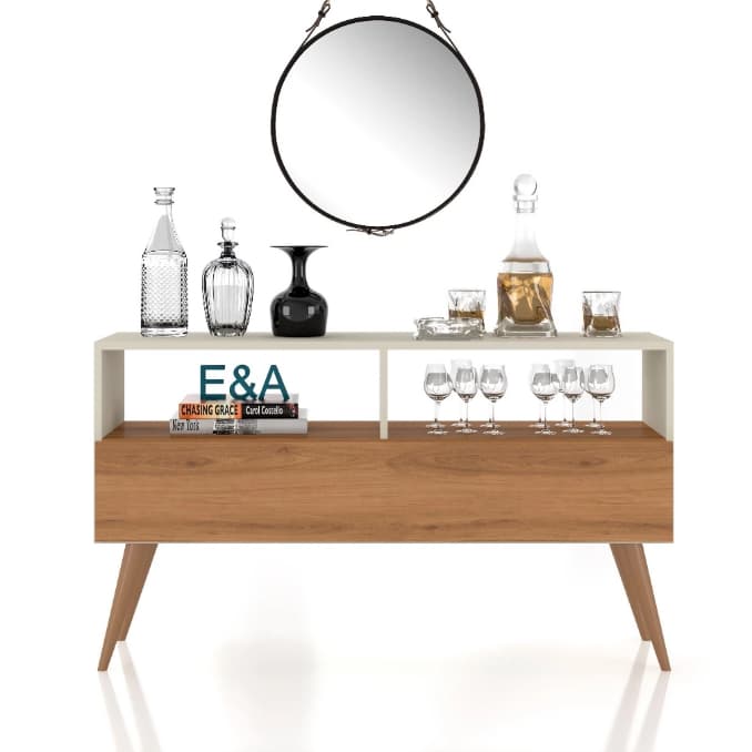 QUEIMA DE ESTOQUE! Rack Bancada E&A Tv 43 Pol. Sala Com Pes Retro 1 Gaveteiro - Cor