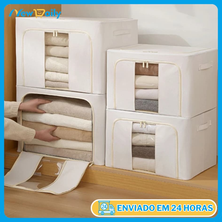24L/66L/100L Caixa Organizadora Roupas Brinquedos Lençol Edredom Guarda Roupa Dobrável Visor Transparent OG-35 36 37