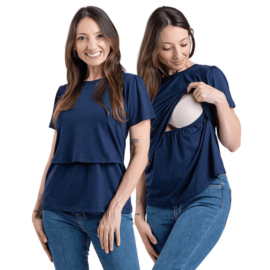 Kit 2 Blusa Amamentação Soltinha Manga Curta Premium Camiseta Gestante Feminina