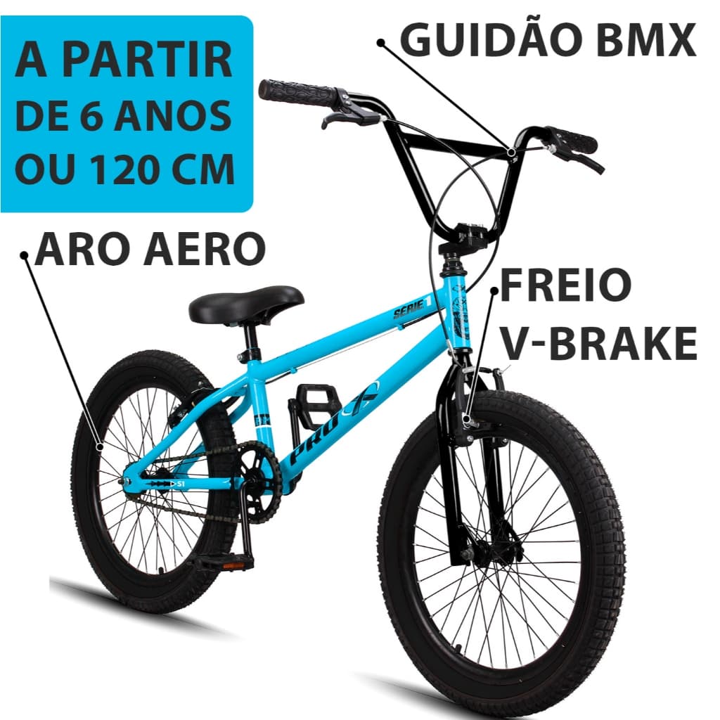 Bicicleta BMX Infantil Pro-X aro 20   Série 1 freios V-Brake Ar Aero