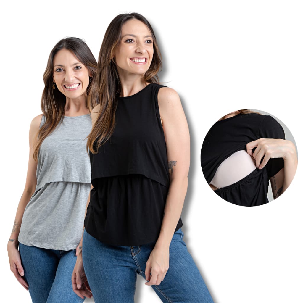 Kit 2 Blusa Amamentação Regata Soltinha Premium Camiseta Gestante Feminina