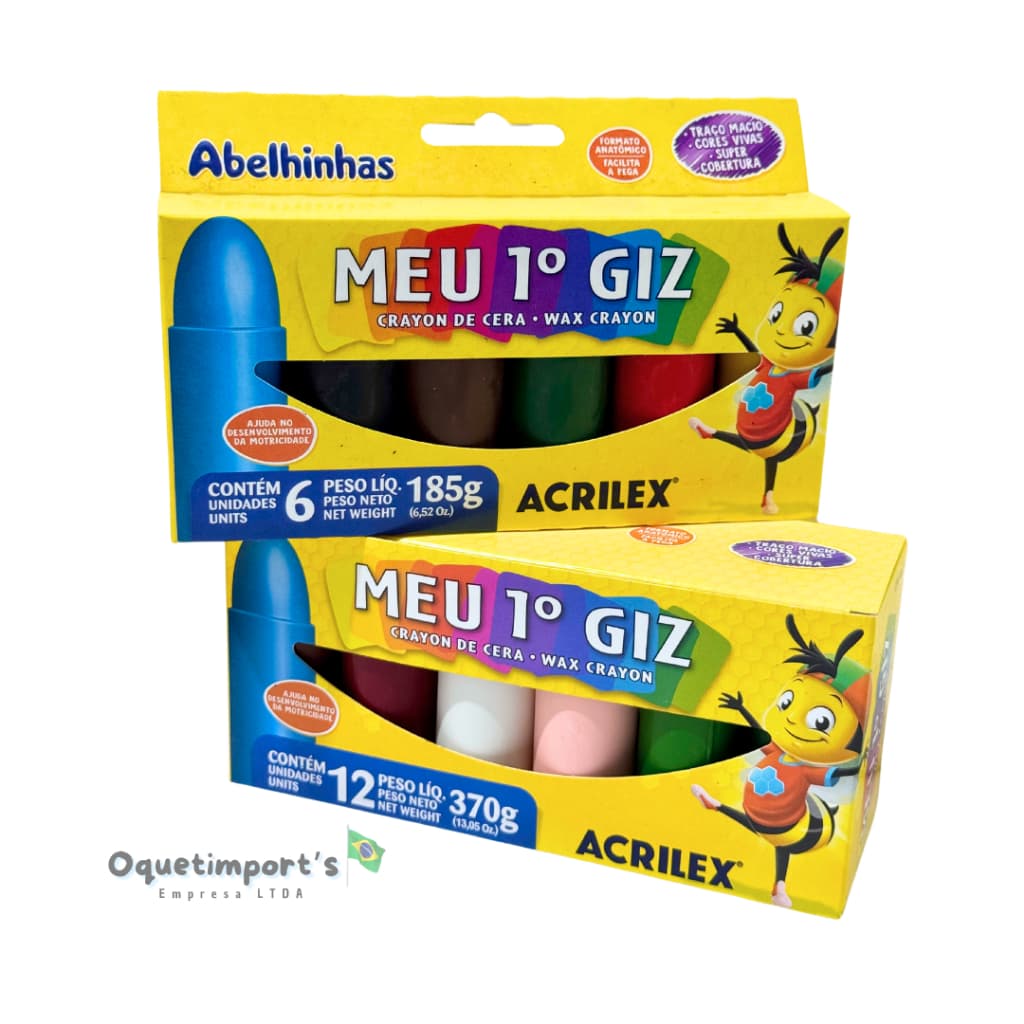 Giz De Cera Infantil Meu Primeiro Giz 6 ou 12 Cores Acrilex