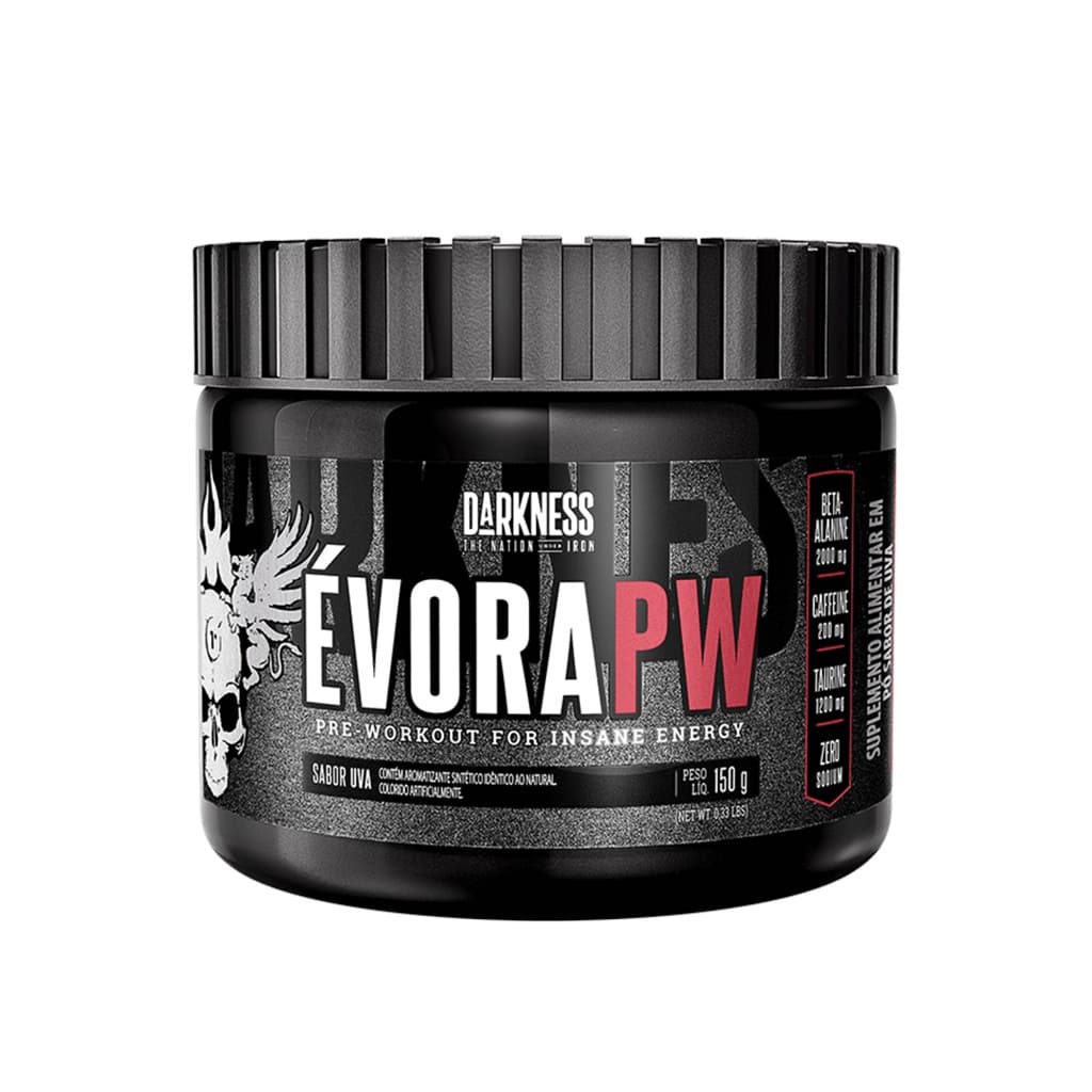 Evora Pré-Treino 150g Darkness - Cafeína e Taurina para Treinos Mais Intensos e Desempenho Máximo