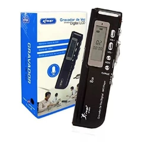 Gravador De Voz Digital Knup Kp-8004 Até 140hs 8g Memória