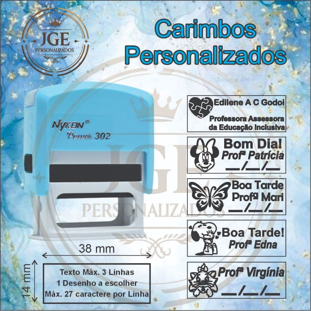 Carimbo Personalizado Automático para Profissional, Professor, Enfermagem, Doutor, Dados Pessoais