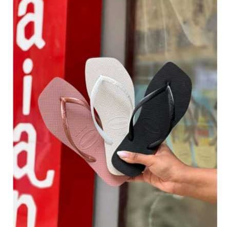 Chinelo Sandália Havaianas Ponta Quadrada Feminina Slim Rasteirinha