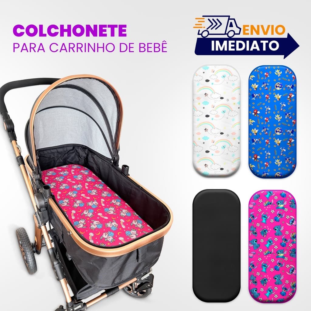 Colchão para carrinho Moises Colchonete carrinho com fronha Menino, Menina e Neutro carrinho de bebe