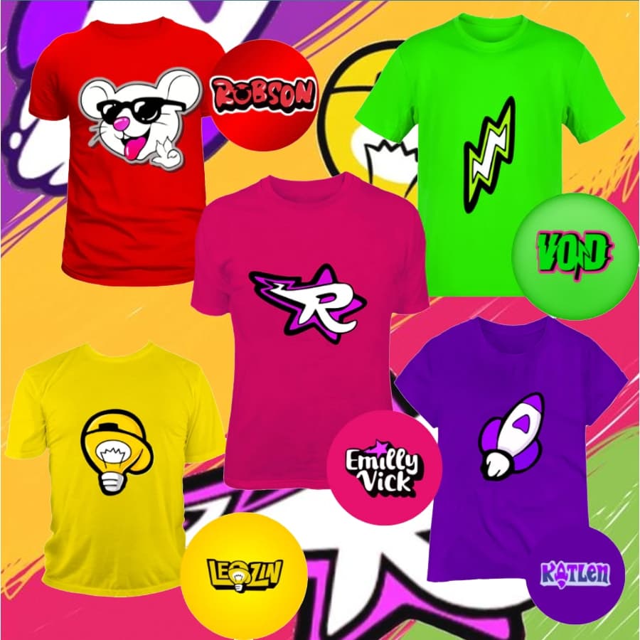 Camiseta Os Rosas Novos Elementos do Infatil ao GG Katlen Zon Bom, Emilly Vick, Void, Leozinho, Robson
