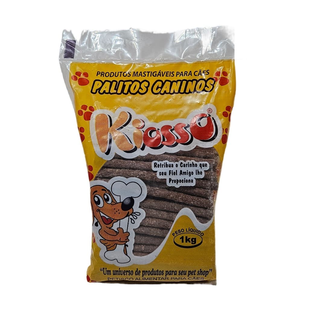 02 UNID - Osso Palito Rigido - 8/5 - KIOSSO - Sabor Carne - 1 Kg