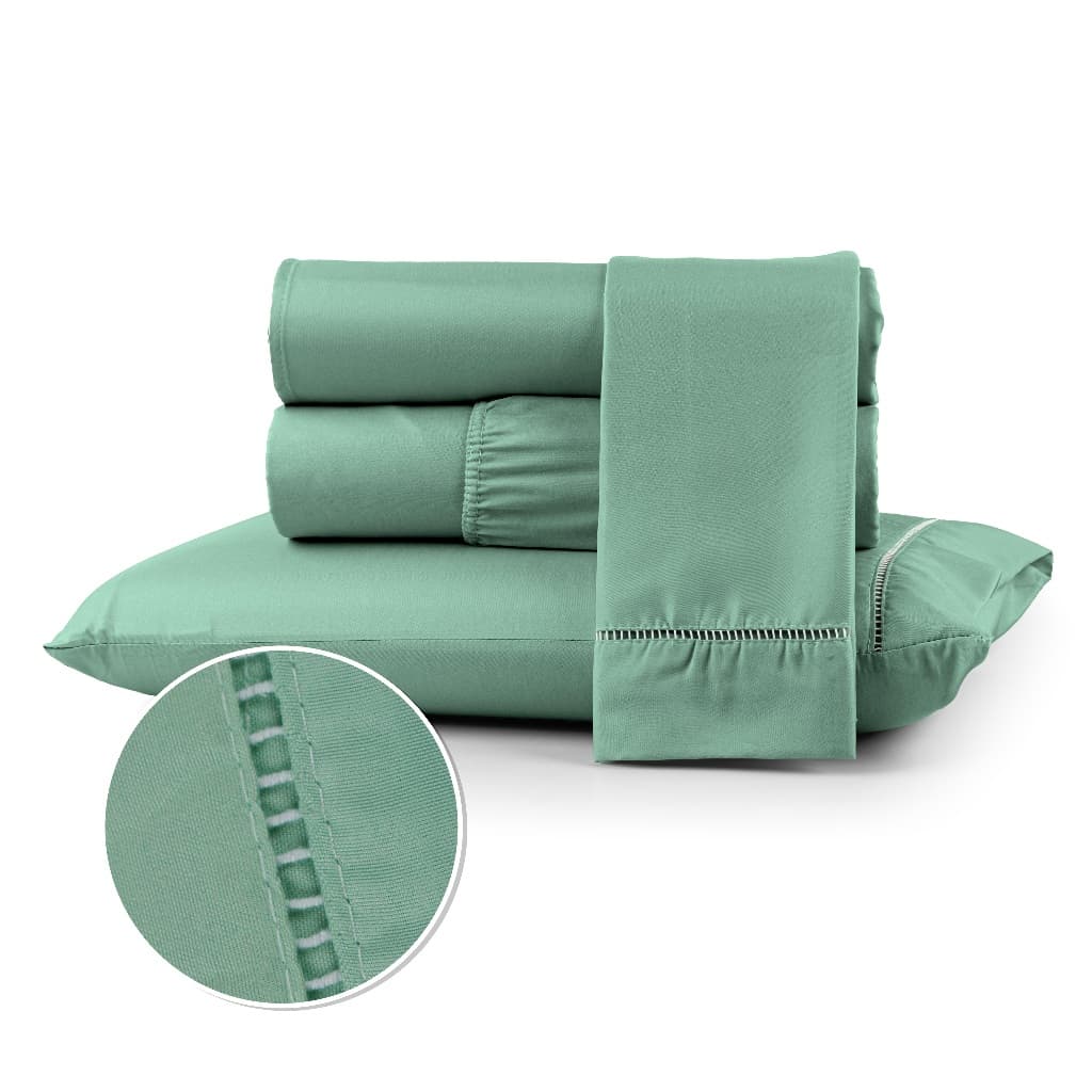 Kit Jogo de Lençol Solteiro Casal Queen King Fronha 400 Fios Ponto Palito Toque Macio