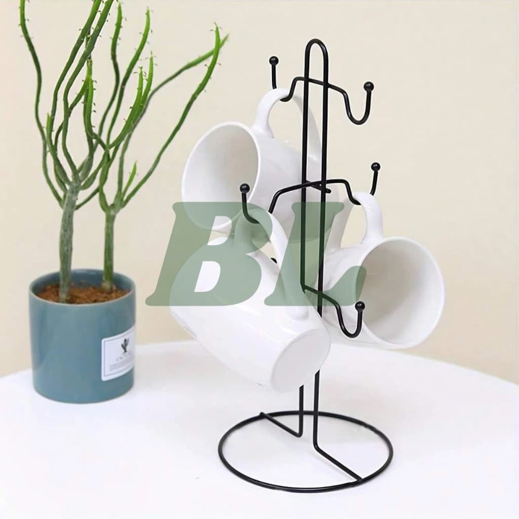 Suporte Organizador Porta Xicaras Canecas com Alça em Metal Decoração para Cozinha no Cantinho do Café