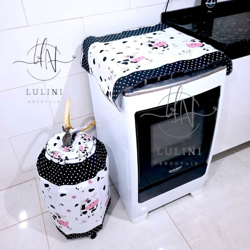 kit 2 Peças Capa Fogão 4, 5 ou 6 bocas + Capa Botijão Cozinha tecido OXFORD