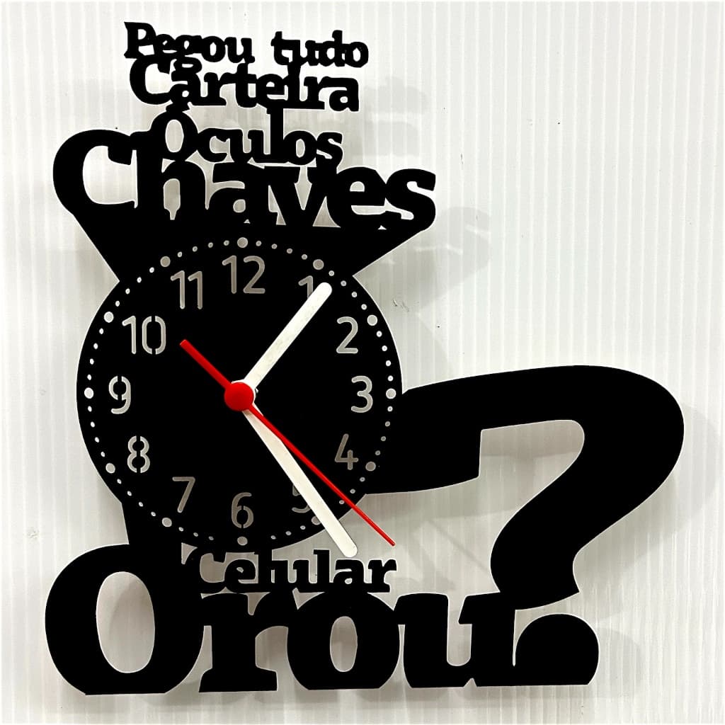 Relógio Decorativo Moderno em MDF – Frase Inspiradora “Pegou Tudo? Orou?”