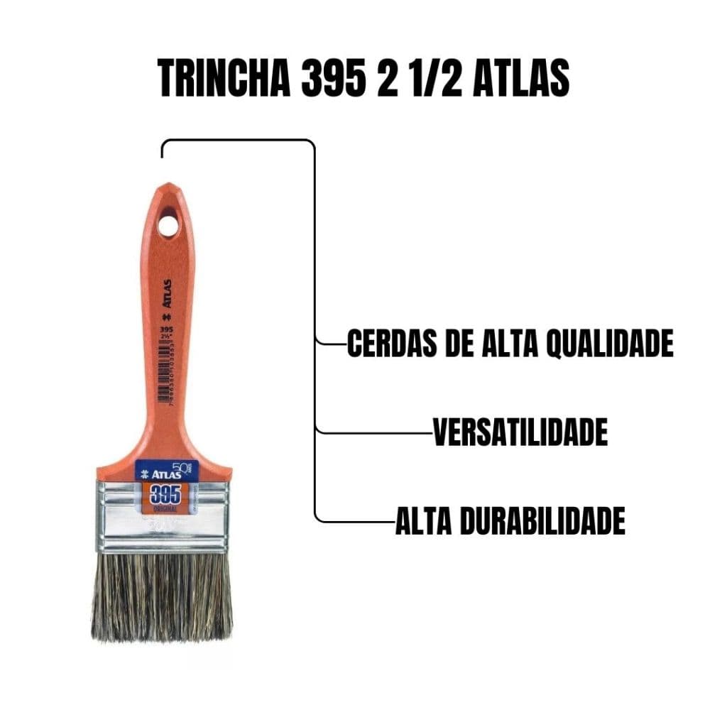 Trincha para Pintura Ref. 395 - Atlas 2 1/2: Precisão e Acabamento Profissional