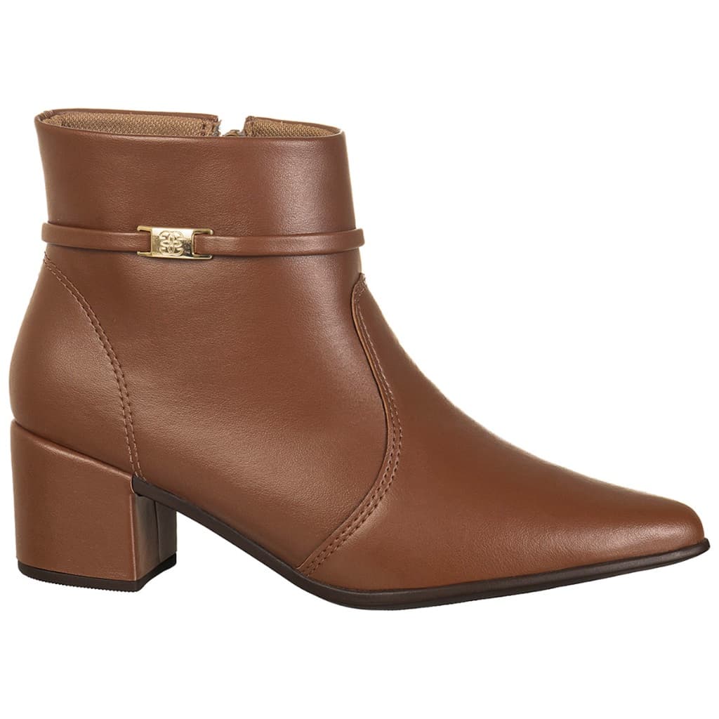 Bota GiGiL Bico Fino Cano Curto Salto Grosso Bloco Médio Metal Casual Clássica Elegante Confortável