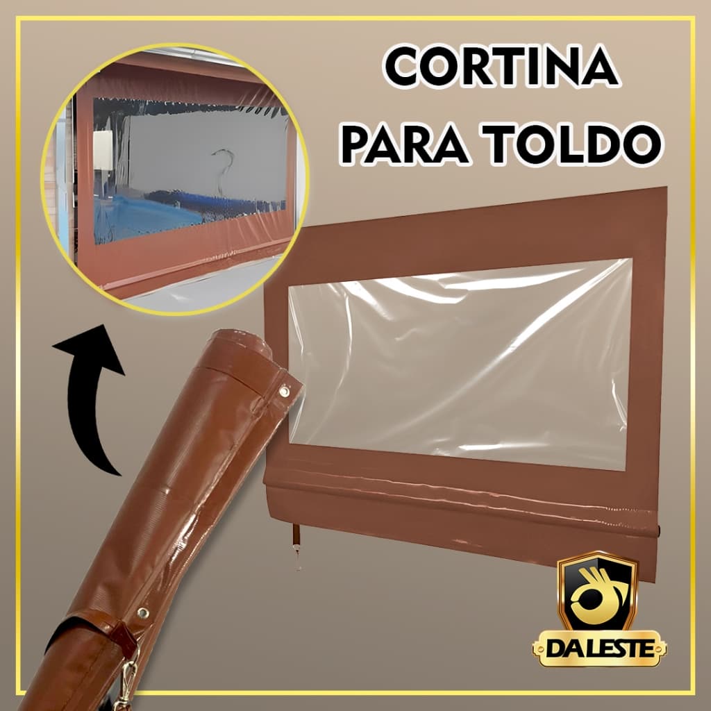 Cortina Toldo Com Visor Lona Impermeável Dupla Face Ilhós Diversos Tamanhos Sacada Portão Quintal