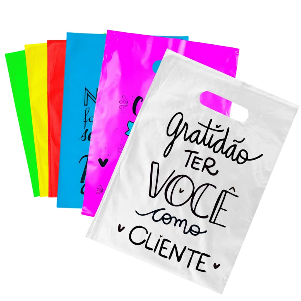 Sacola Boca de Palhaço 30x40 C/100 unidades Frases Personalizadas
