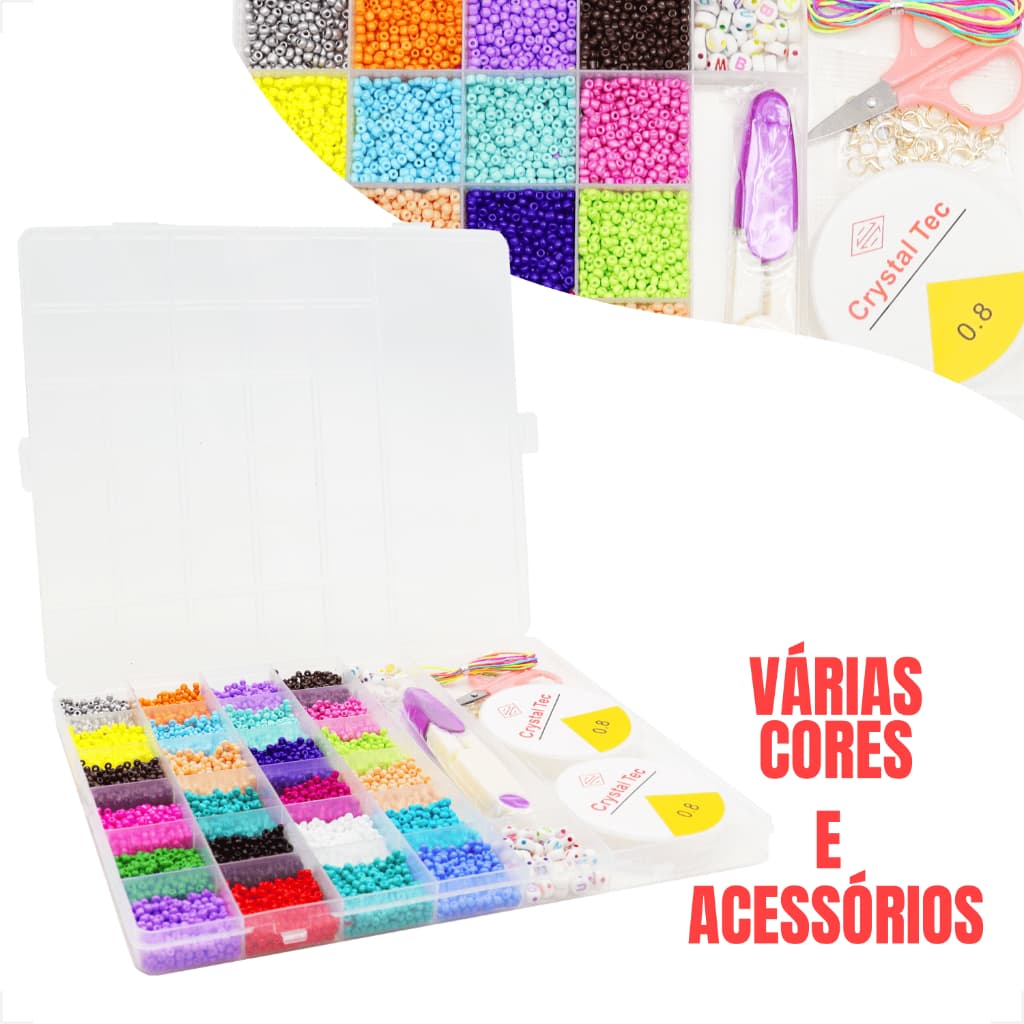 Kit Miçanga Infantil Pulseira Colar 7000 peças Montagem DIY Brincos Brinquedo Artesanal Criança