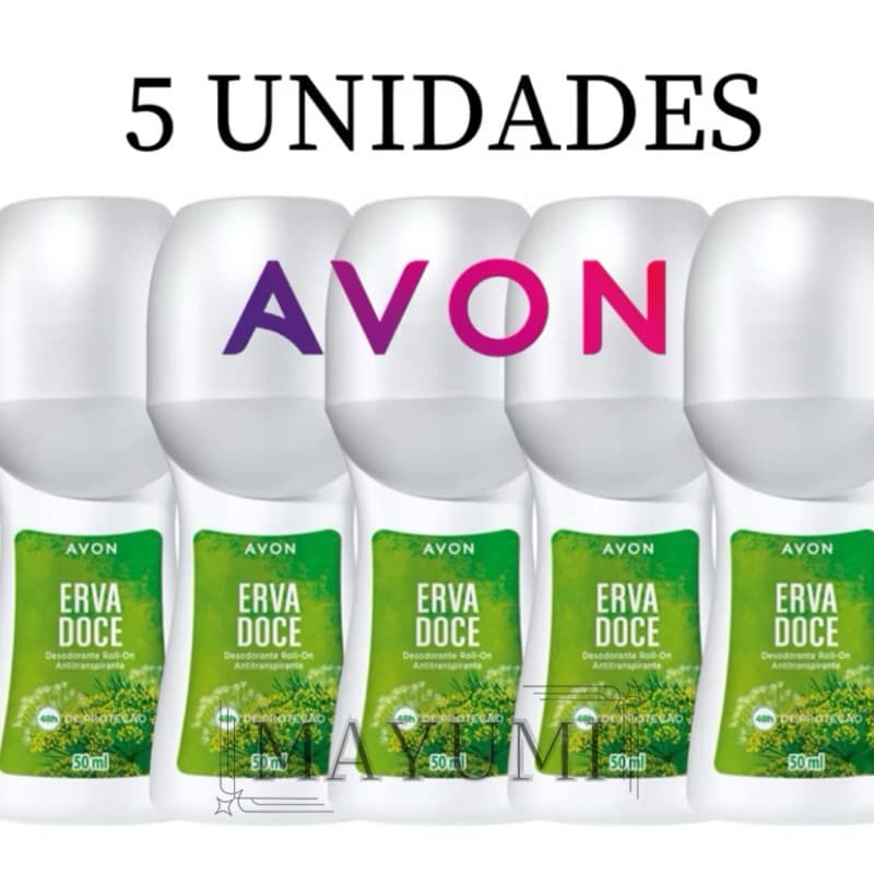 Kit 5 Unidades Desodorante Erva Doce Avon Roll on Rollon.