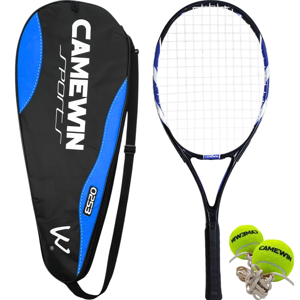 Raquete de Tênis Camewin Azul 26" com Estojo e 2 Bolinhas para Iniciantes e Intermediários