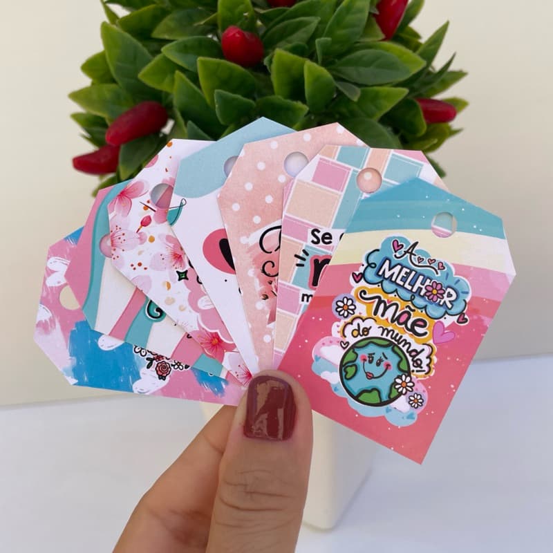 Tag | Dia das Mães | Tamanho 4x6cm | Tag com furo para sacolas e presentes | Papelaria