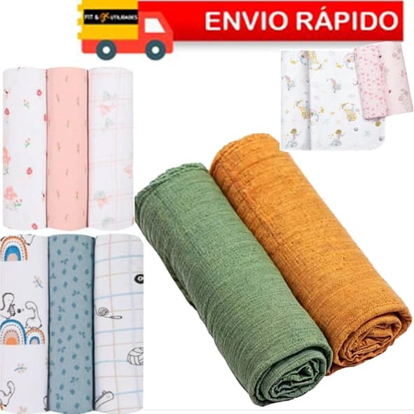 Cueiro Flanelado Kit Papi 100% Algodão Enxoval Bebê