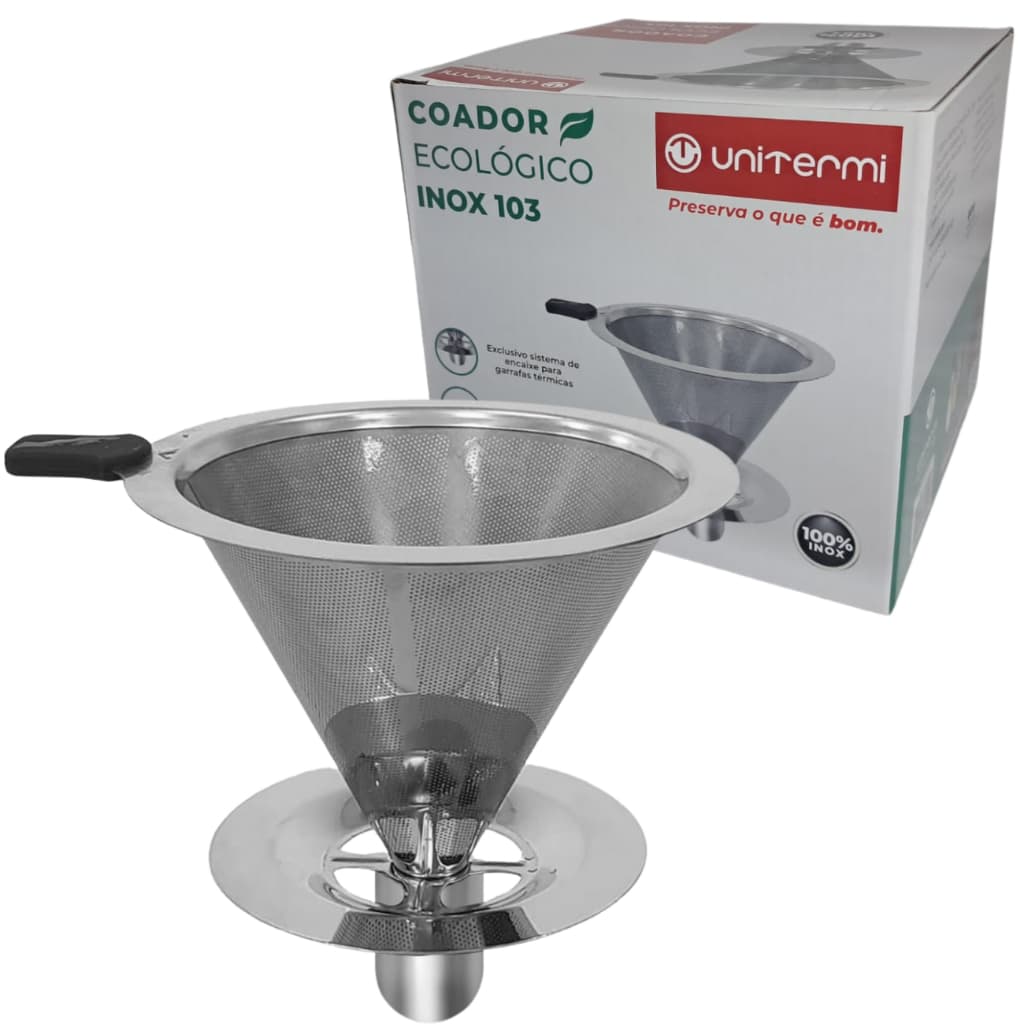 Filtro Coador De Café Aço Inox Tamanho 103 Reutilizável Sem Usar Papel Unitermi