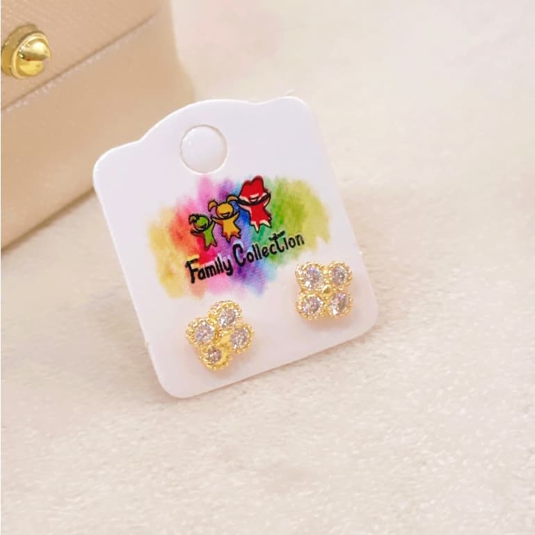 Brinco Infantil Inspiração Folheado a Ouro 18K - Hipoalergênico com Tarraxa Baby de Segurança