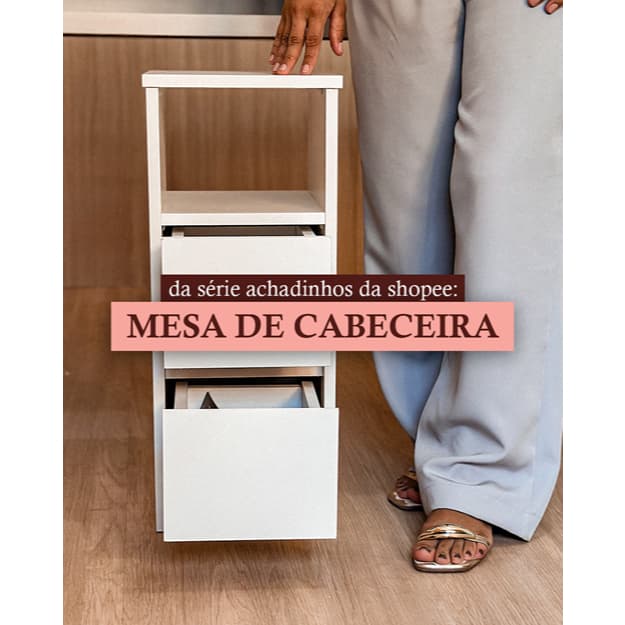 Mesa Cabeceira com 2 Gaveta e Nicho Branco 25x60x30