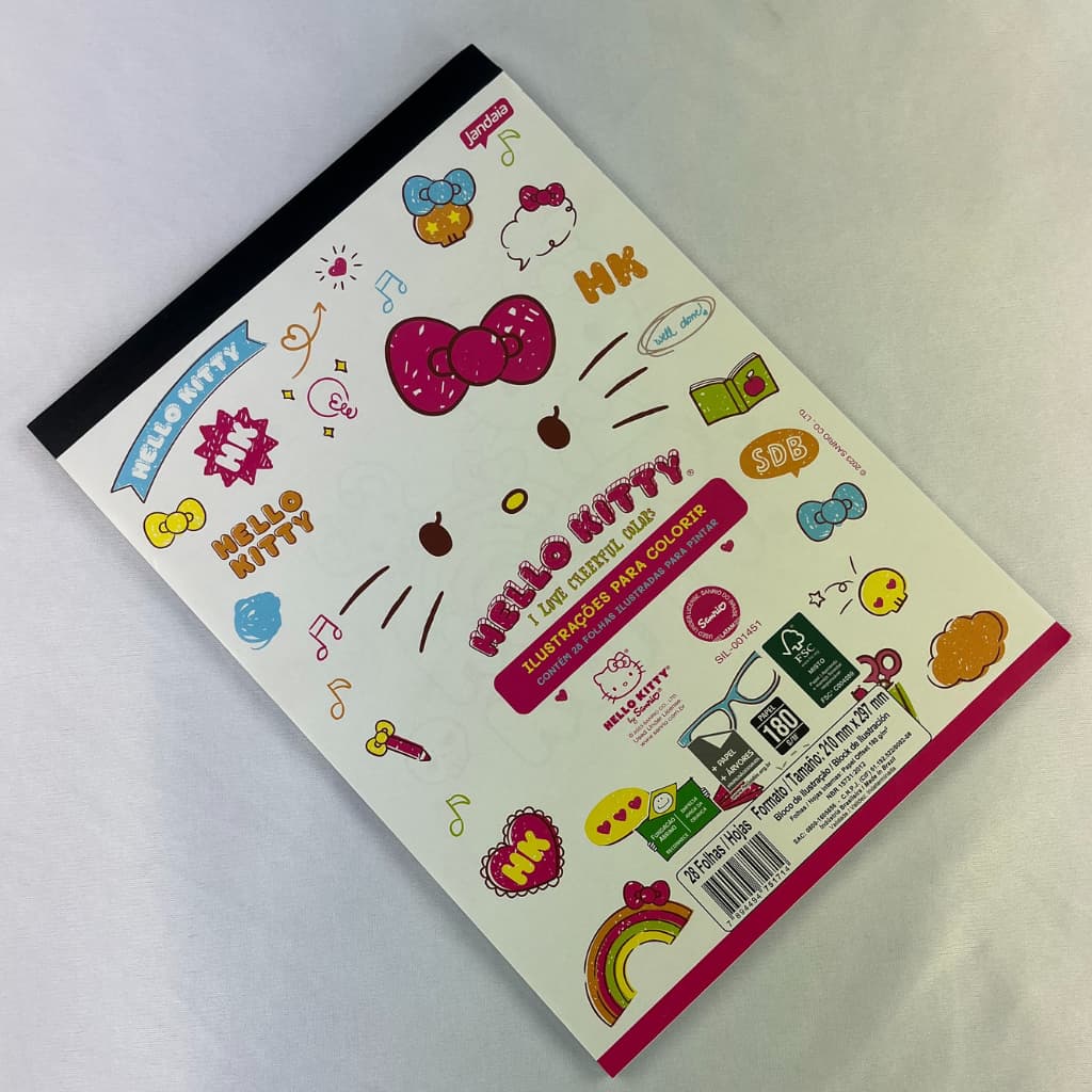 Bloco de colorir da hello kitty 28 folhas 210mm X 297mm