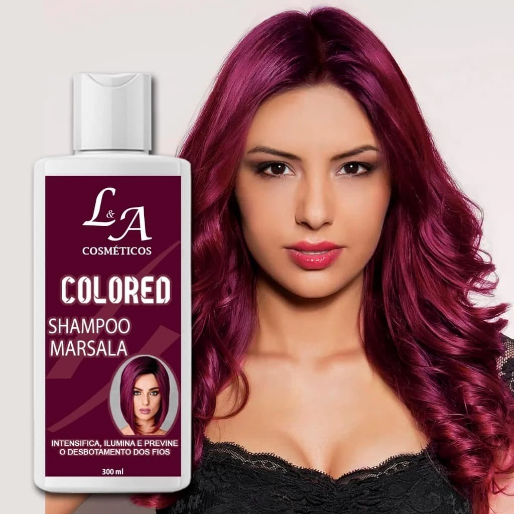 Shampoo Tonalizante Marsala Intenso - S/ Amônia - Resultado 100% Natural La cosméticos 300ml