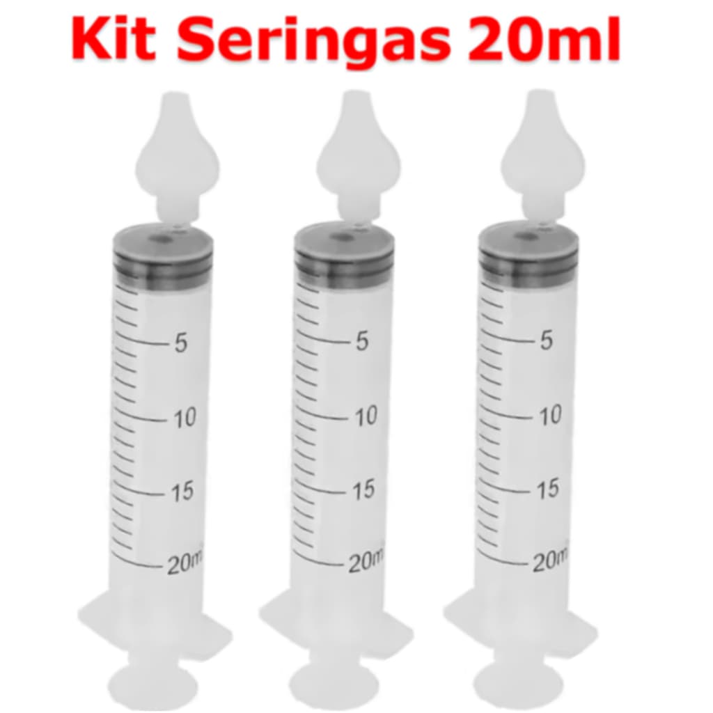 Kit 03 Seringas 20 ML com Bico de silicone  Macio  para lavagem Nasal  Adulto e Bebê