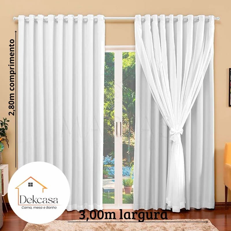 cortina Blackout PVC 3,00mx2,80m com tecido voil liso
