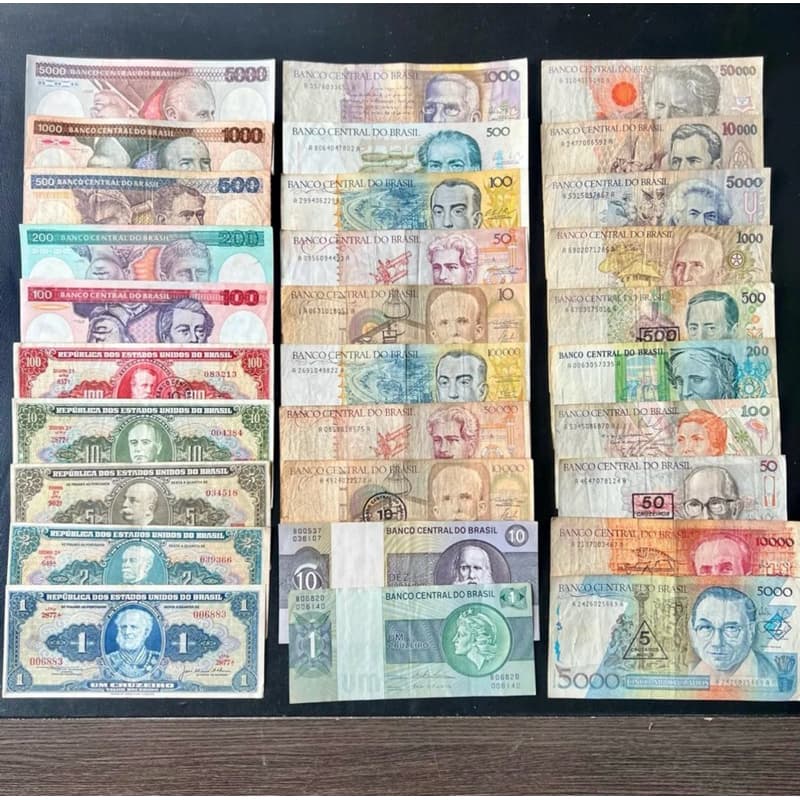 Lote de 20 Cédulas Nacionais Sem Repetição Coleção Dinheiro Antigo Original
