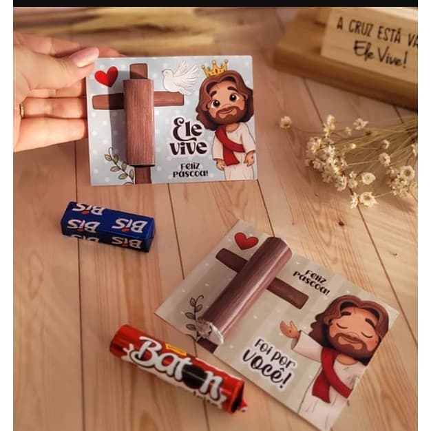 Card Cruz para Batom ou Bis - Pascoa Cristã