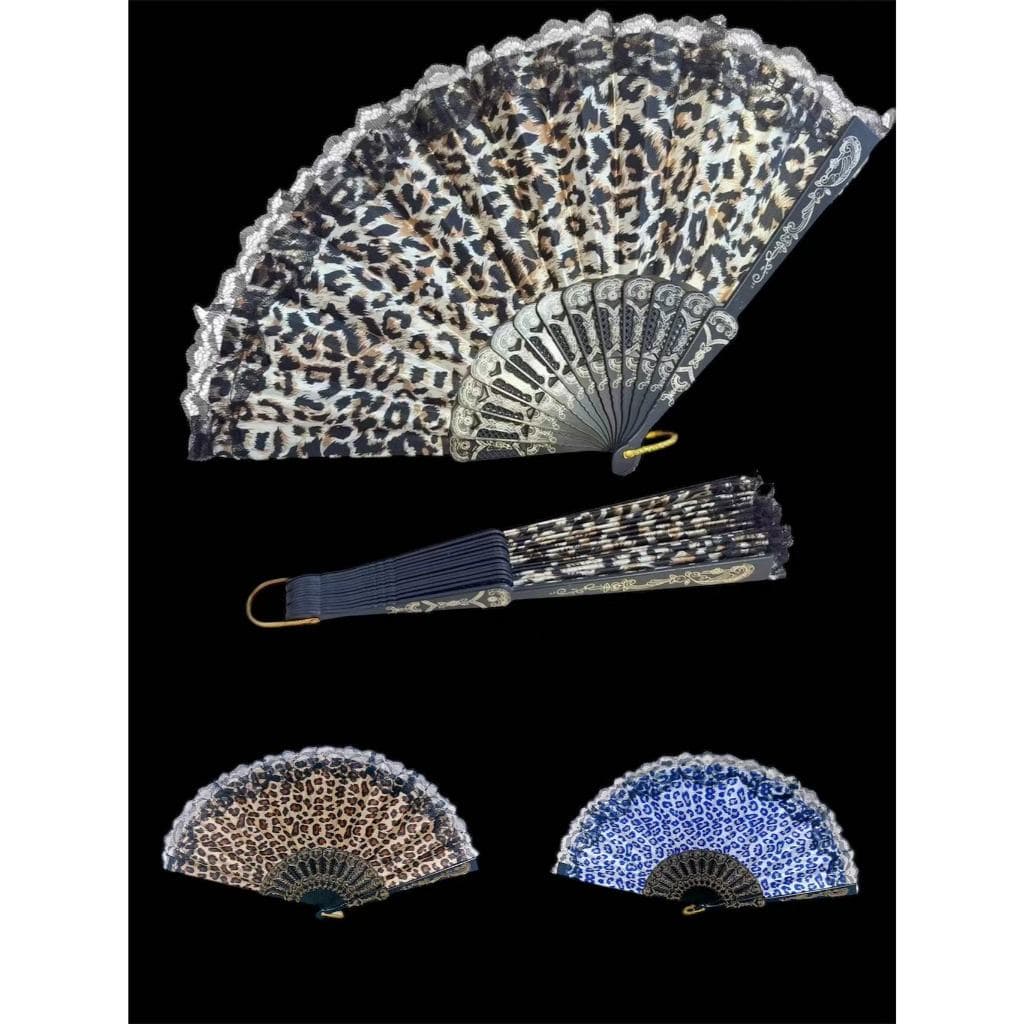 Leque de Mão Estampado de Animal Print de Onça