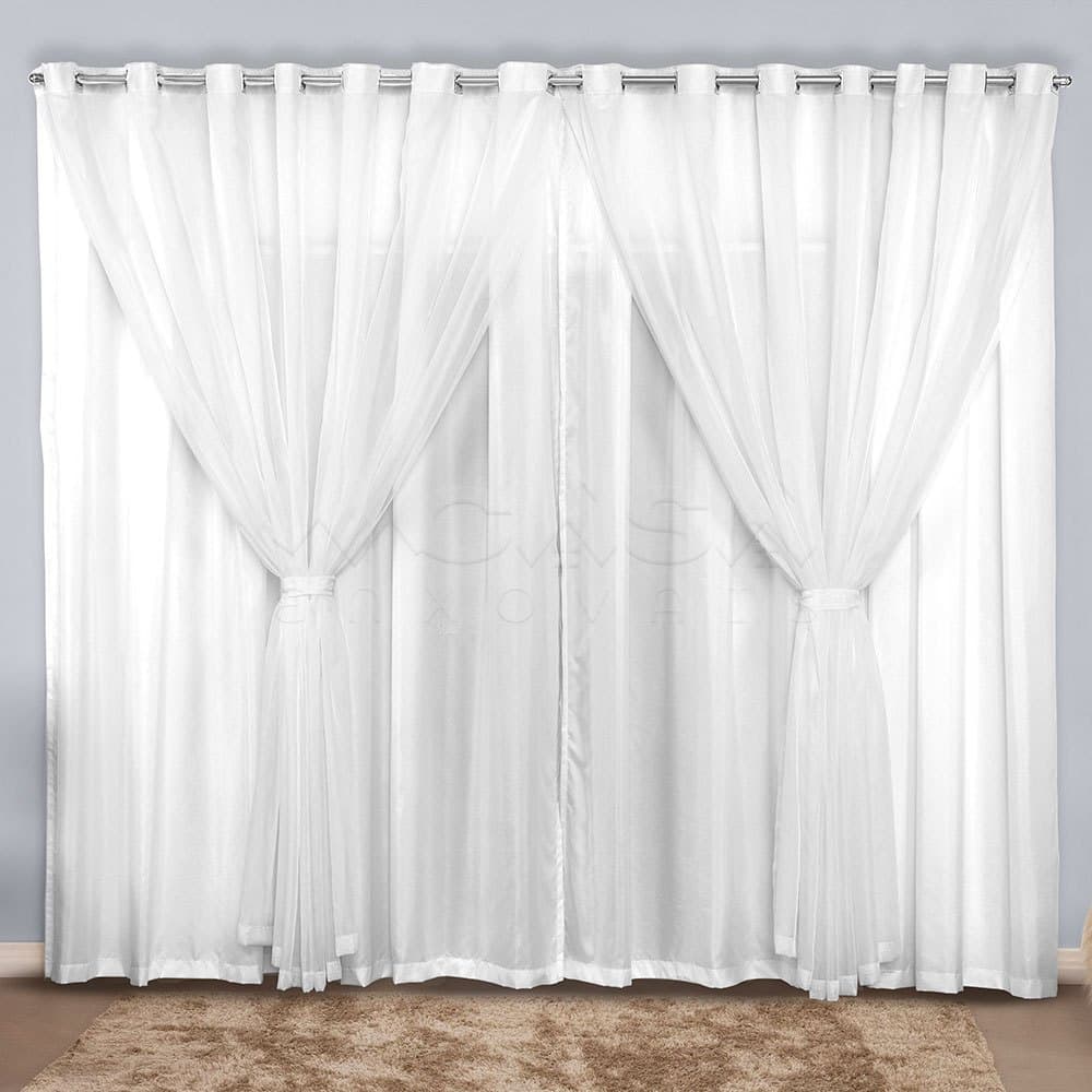 Cortina Luxo 3,00x2,70  Microfibra Com Voil para varão simples Cortina Para janela de Sala ou Quarto