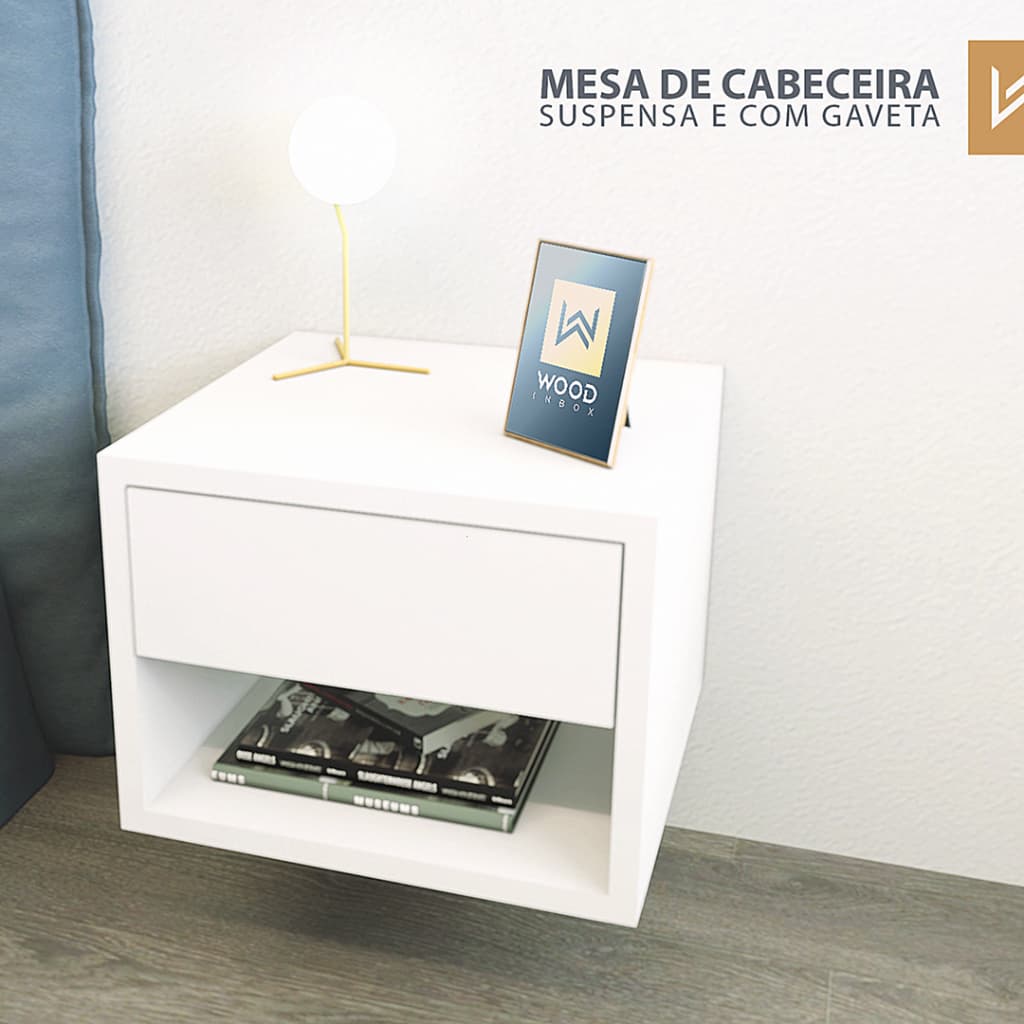 Mesa Lateral para Quarto Nicho com Gaveta