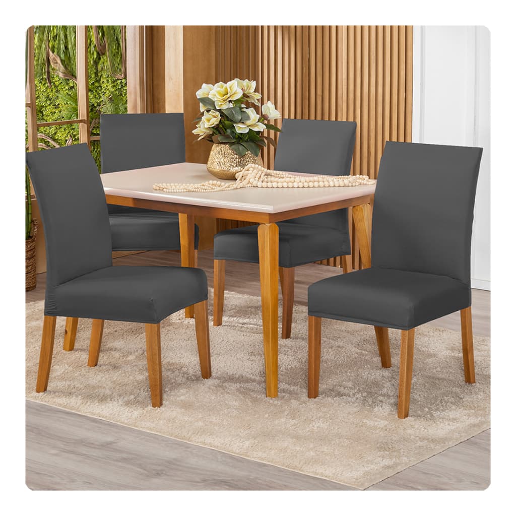 Capas De Cadeira Sala de Jantar Cozinha Malha Gel Com Elástico