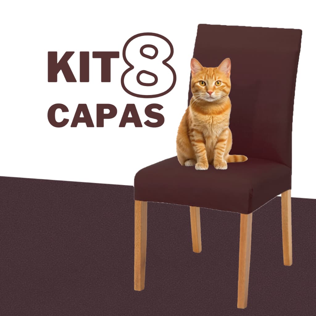Kit 8 Capas de Cadeiras de Jantar Coladinha Malha Gel