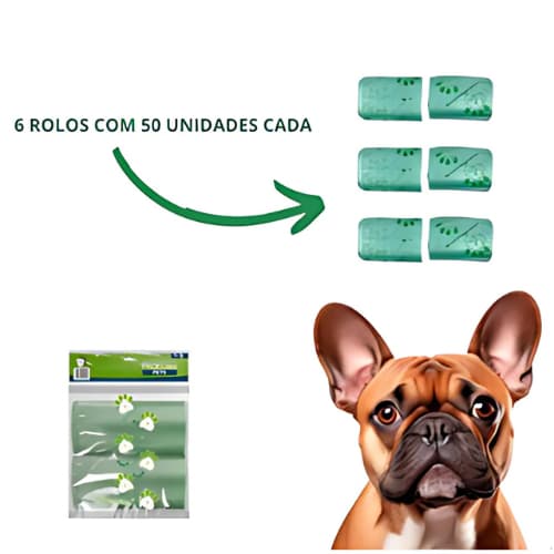 Refil Cata Cata 6 Rolos 300 Saquinhos Coletor Higiênico Pet