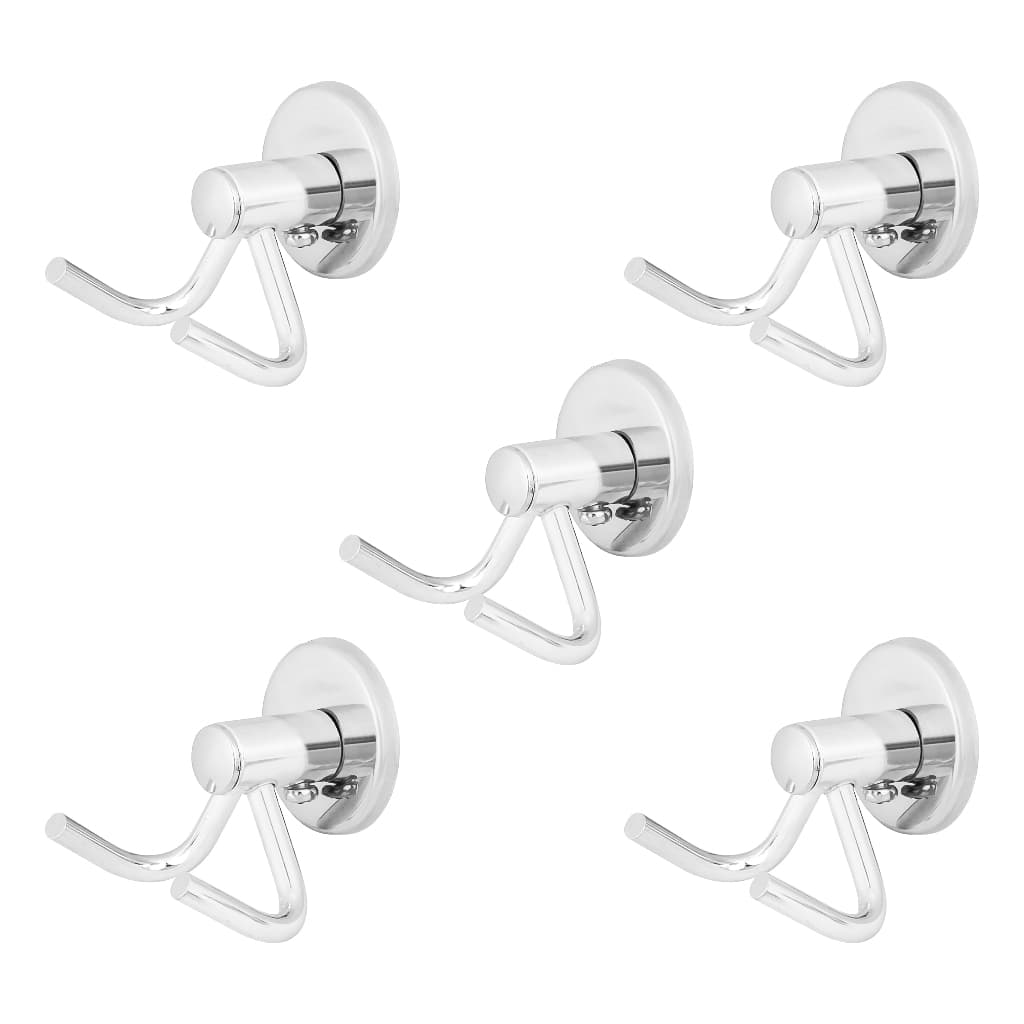 kit 5 Cabides de Parede Duplo Aço INox Cabideiro Multiuso Pendurador Cozinha Ou Banheiro